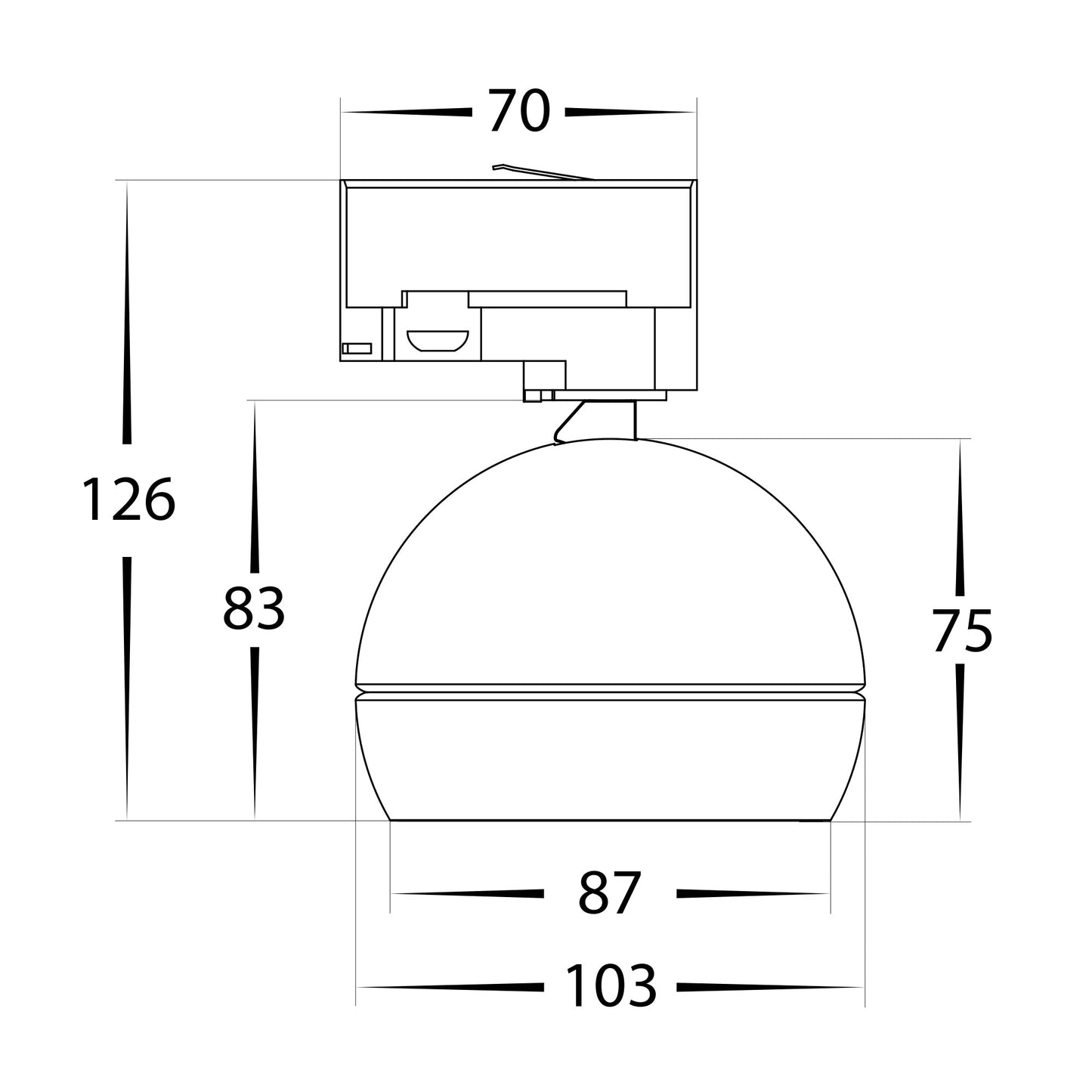 HCP-1020911 - Ondo Three Circuit 6w or 9w Tri Colour Dimmable Black Track Head