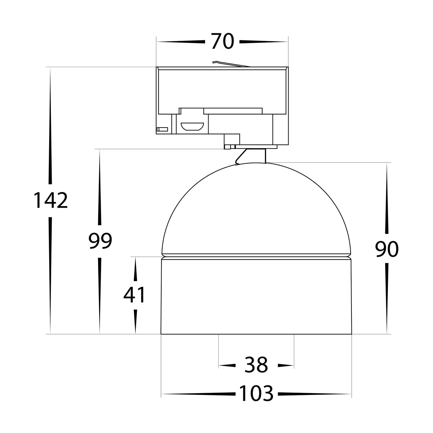HCP-1030914 - Ondo Three Circuit 6w or 9w Tri Colour Dimmable White Track Head