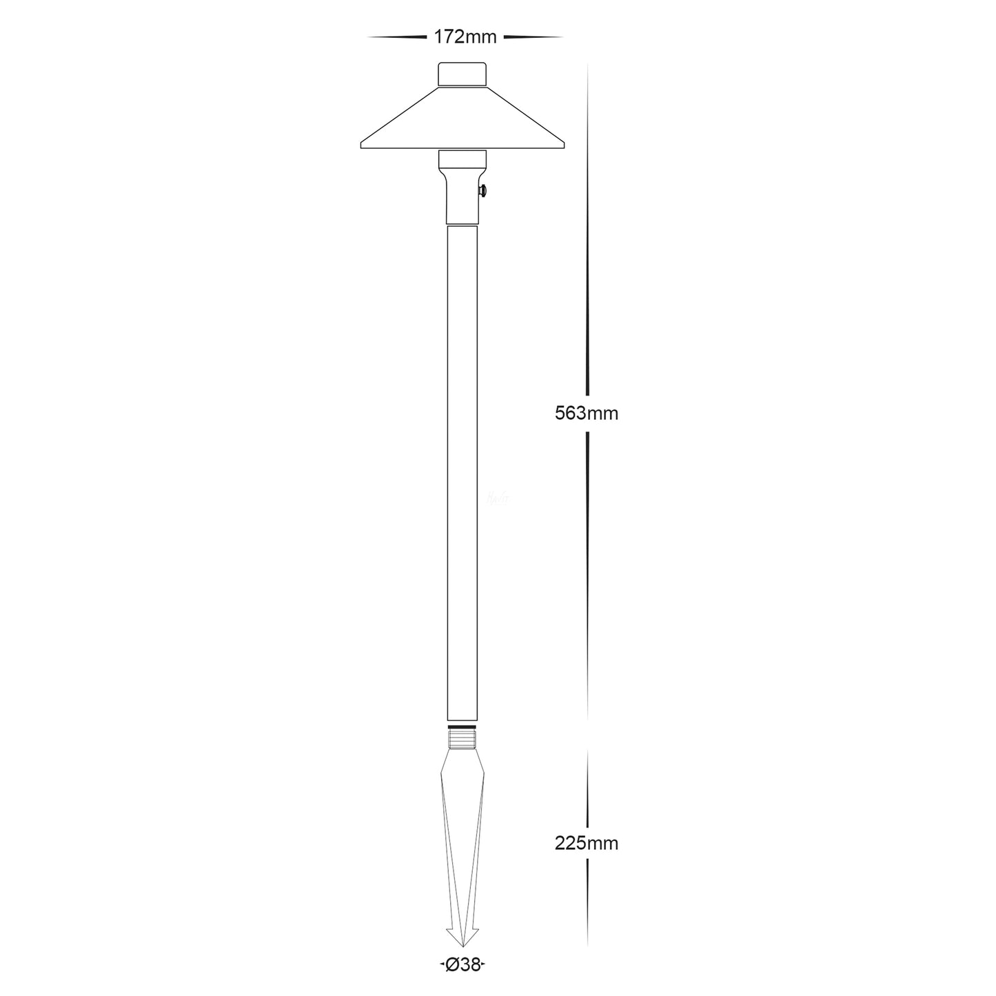 HVCL1454T - Antique Brass Bollard Light with Spike