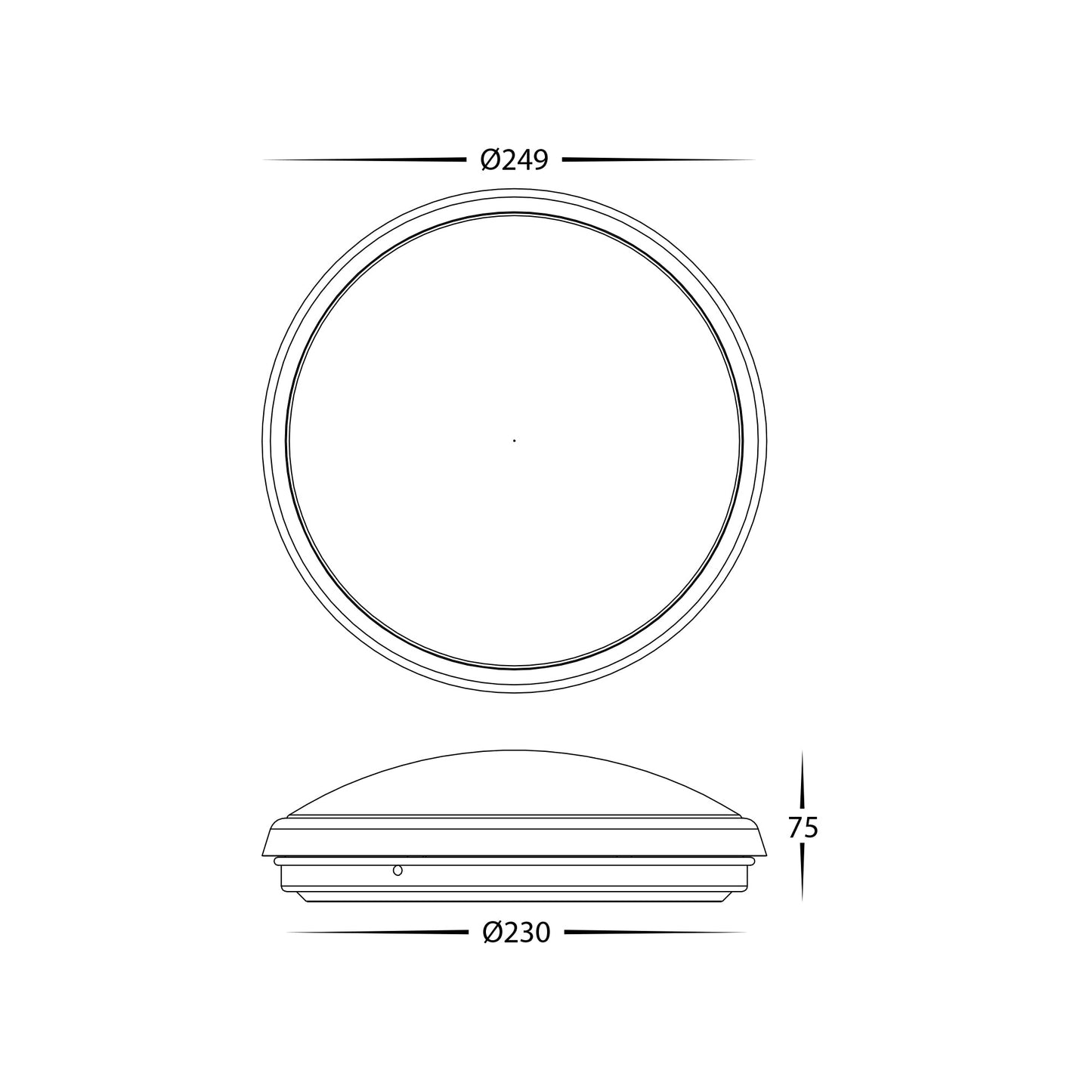 HV5887T-BLK - Ostron Black 12w LED Ceiling Mounted Oyster Light