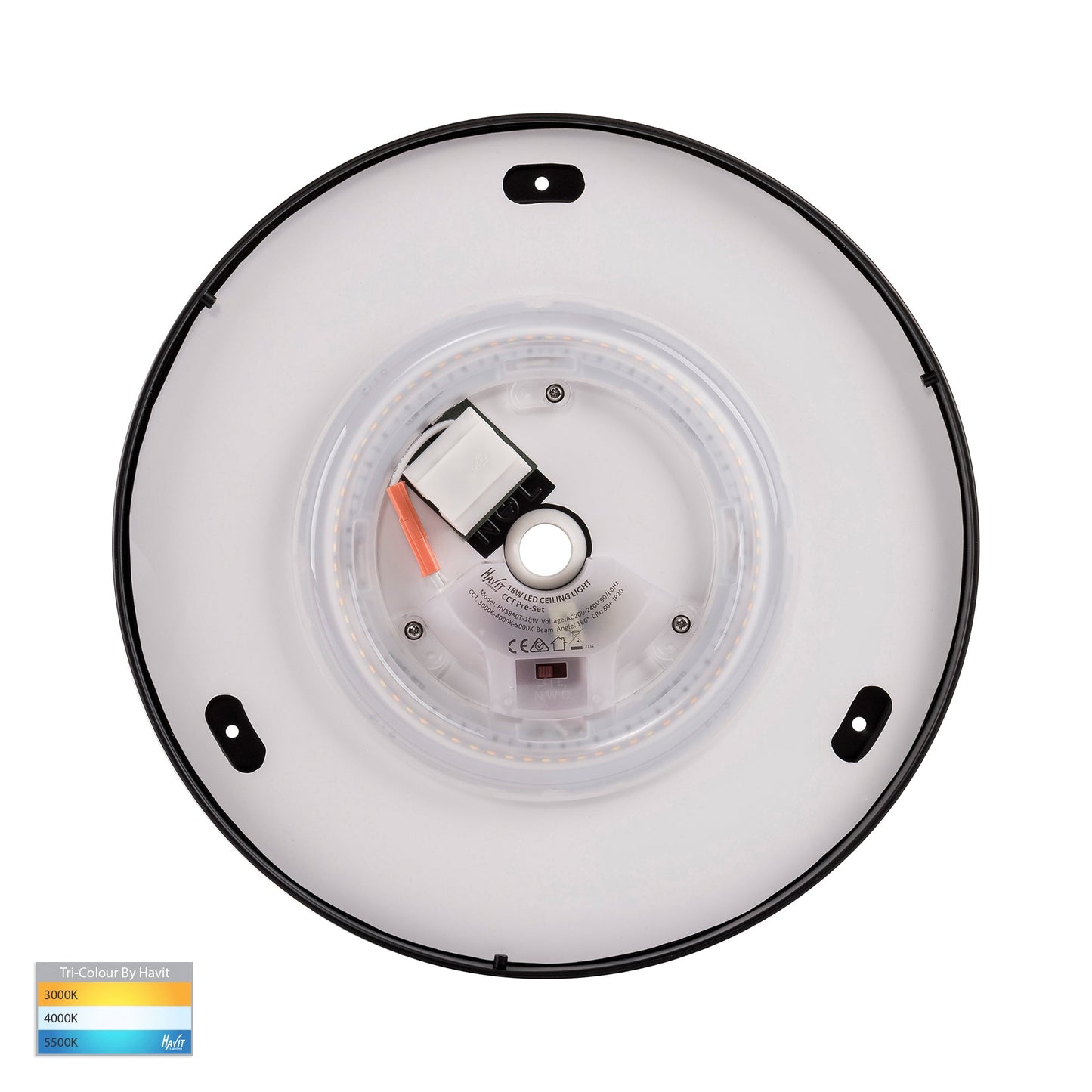 HV5888T-BLK - Ostron Black 18w LED Ceiling Mounted Oyster Light