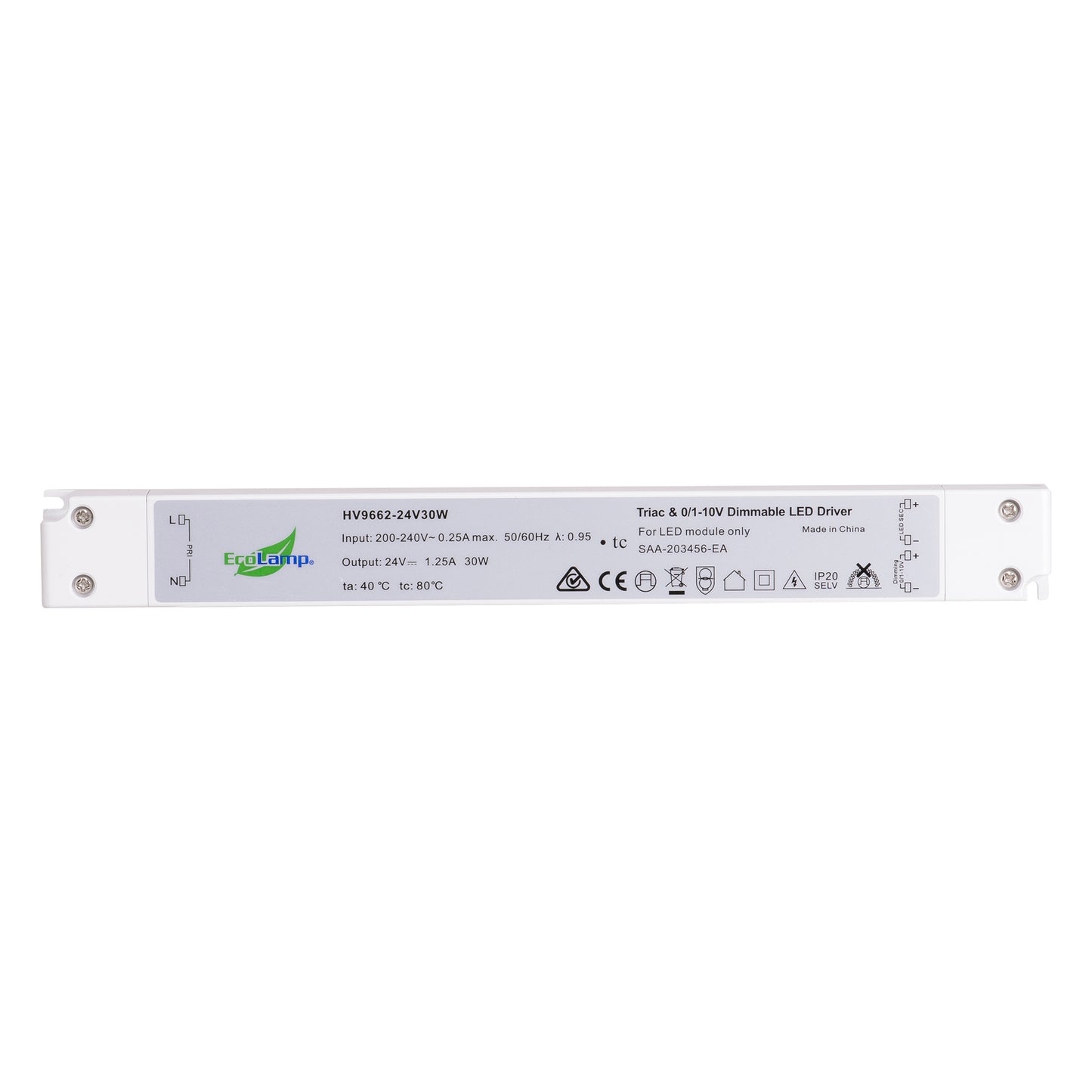 HV9662-30W - IP20 Triac + 0-1/10v 2 in 1 Dimmable LED Driver