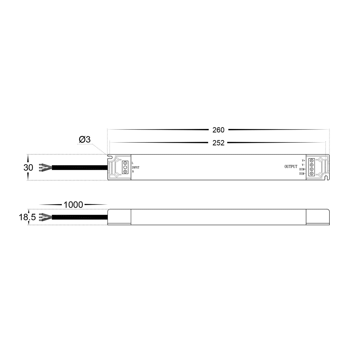 HV9662-30W - IP20 Triac + 0-1/10v 2 in 1 Dimmable LED Driver