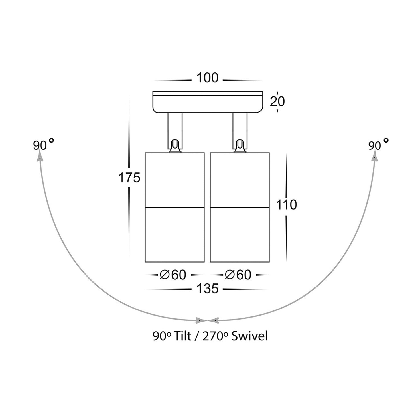 HVCL1396  - Solid Copper Double Adjustable Wall Light
