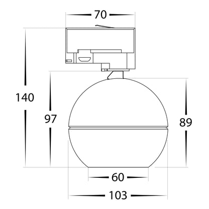 HCP-1020912 - Ondo Three Circuit 6w or 9w Tri Colour Dimmable Black Track Head