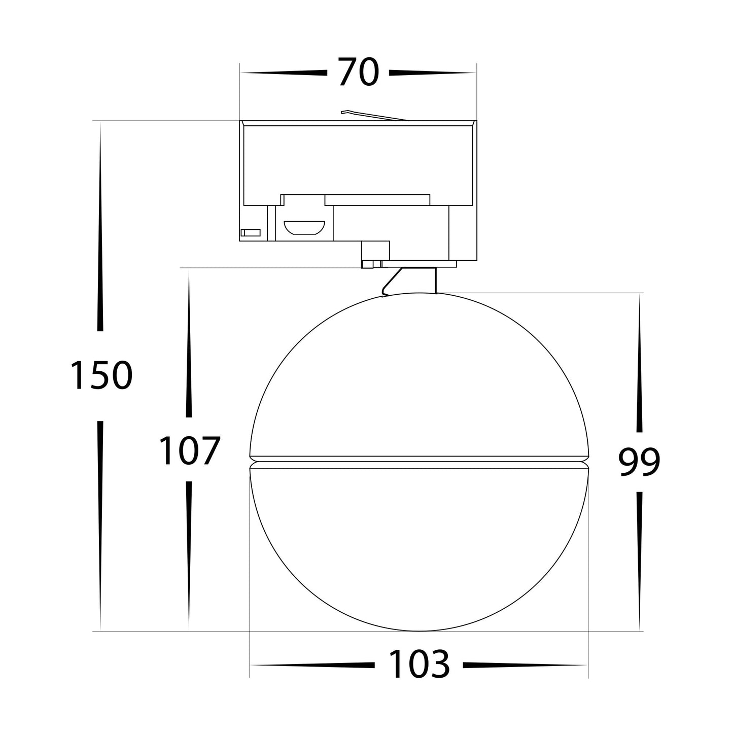 HCP-1030913 - Ondo Three Circuit 6w or 9w Tri Colour Dimmable White Track Head