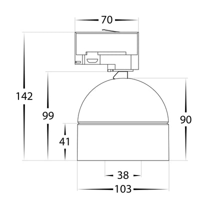 HCP-1031914 - Ondo Single Circuit 6w or 9w Tri Colour Dimmable White Track Head