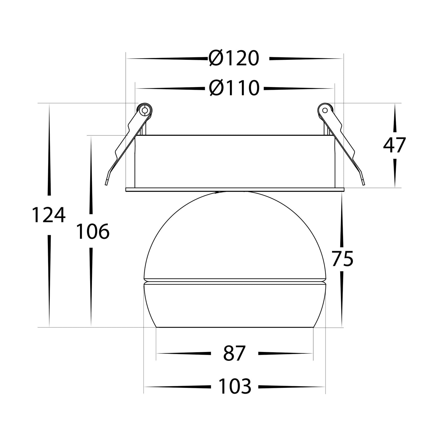 HCP-1020961 - Ondo 6w or 9w Tri Colour Dimmable Black Recessed Spot Light