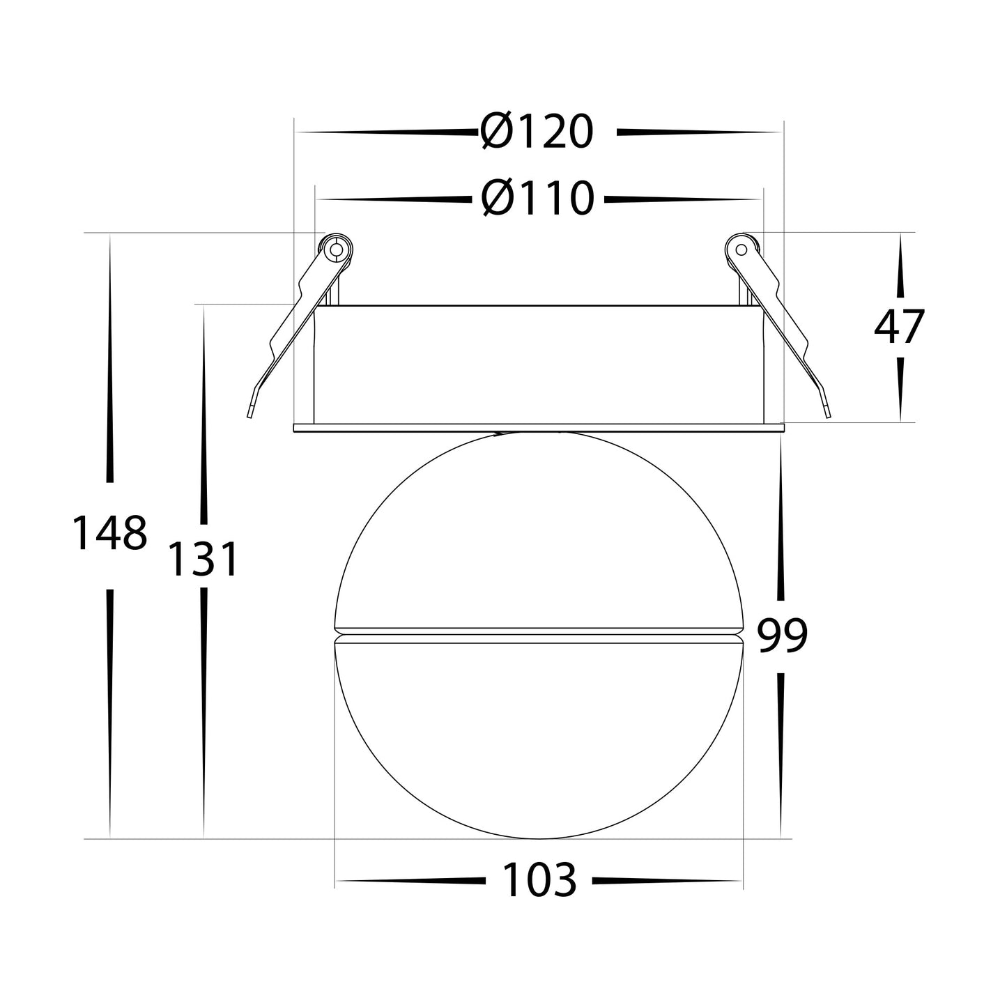 HCP-1020963 - Ondo 6w or 9w Tri Colour Dimmable Black Recessed Spot Light