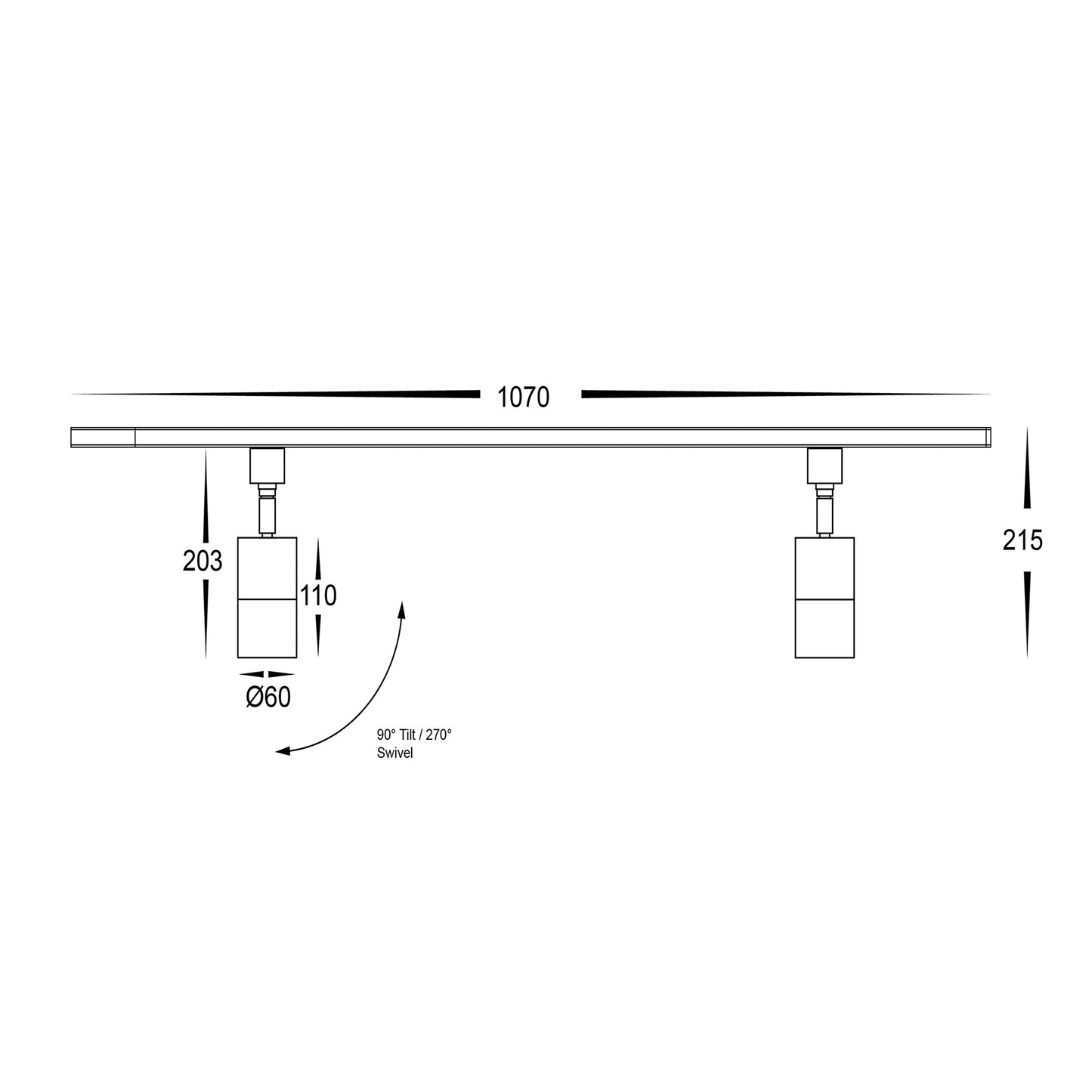HCP-1021002 - Black Single Circuit 2 Light 9in1 Track Light Kit
