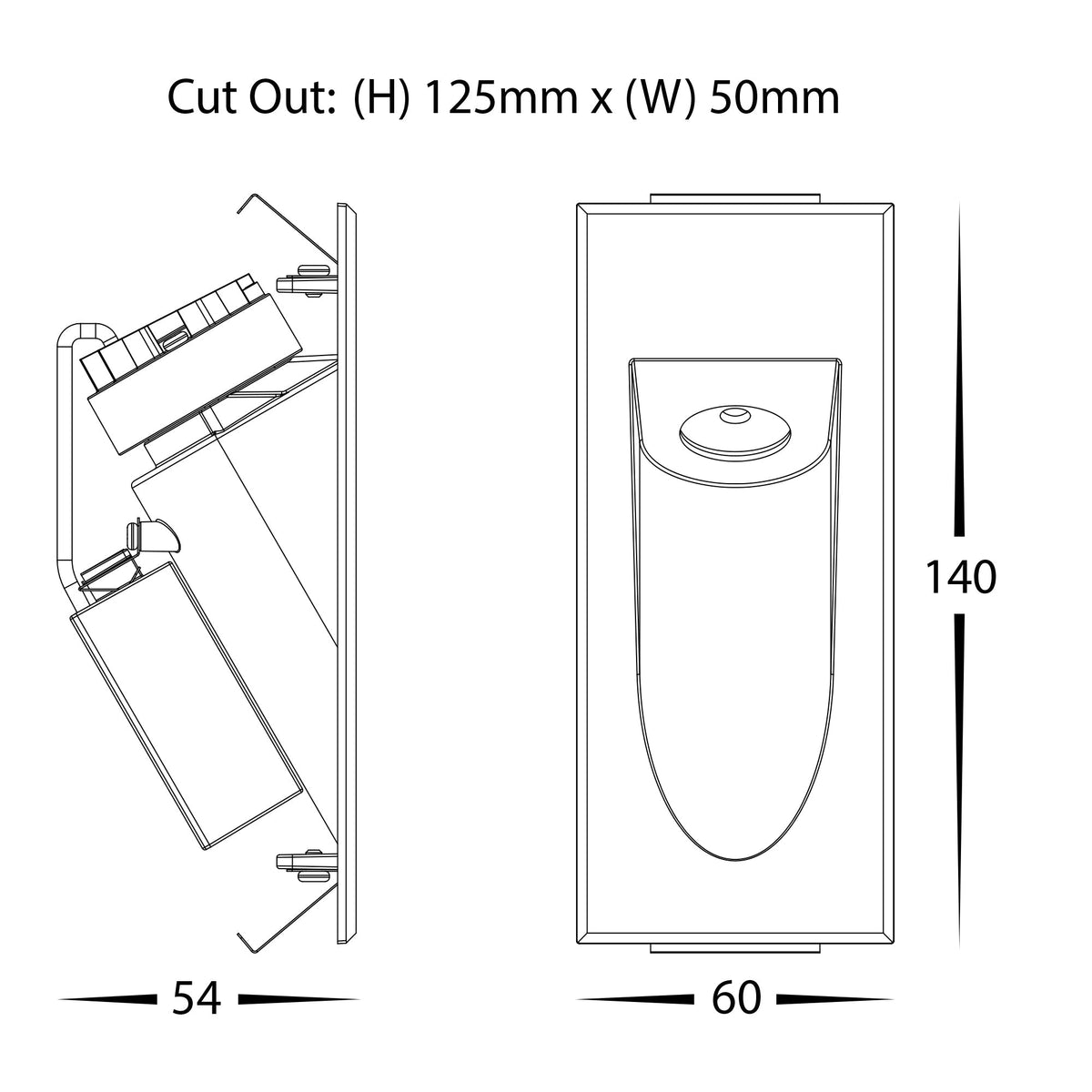 HCP-2230302 - White Rectangle Recessed 3w LED Triac Dimmable Step Light