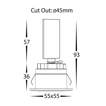 HCP-2233332 / HCP-2233342 / HCP-2233352 - White Square Recessed 3w LED Triac Dimmable Step Light