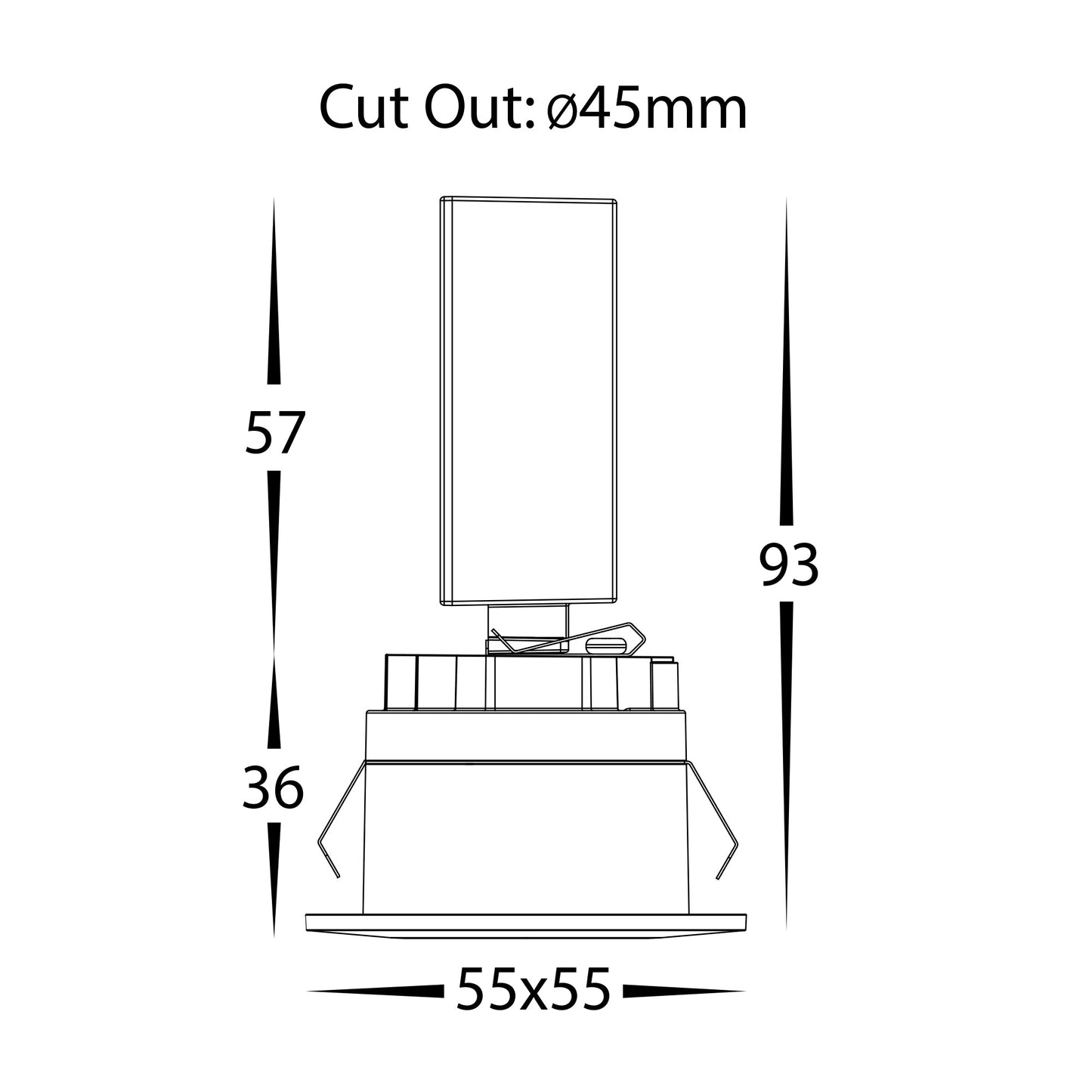 HCP-2223332 / HCP-2223342 / HCP-2223352 - Black Square Recessed 3w LED Triac Dimmable Step Light