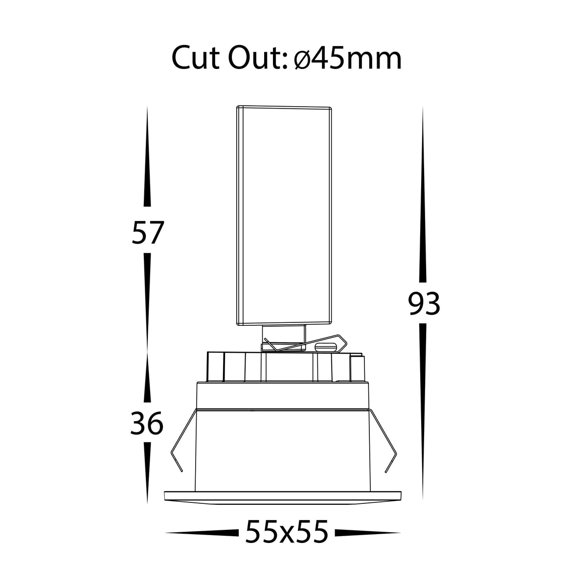 HCP-2224302 - Black Square Recessed 3w LED Triac Dimmable Step Light