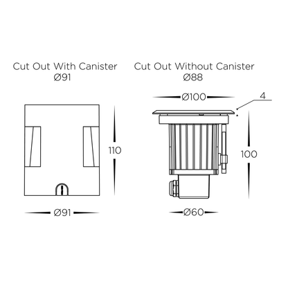 HCP-251033 / HCP-251034 / HCP-251035 - 3W 316 Stainless Steel Adjustable Inground Light
