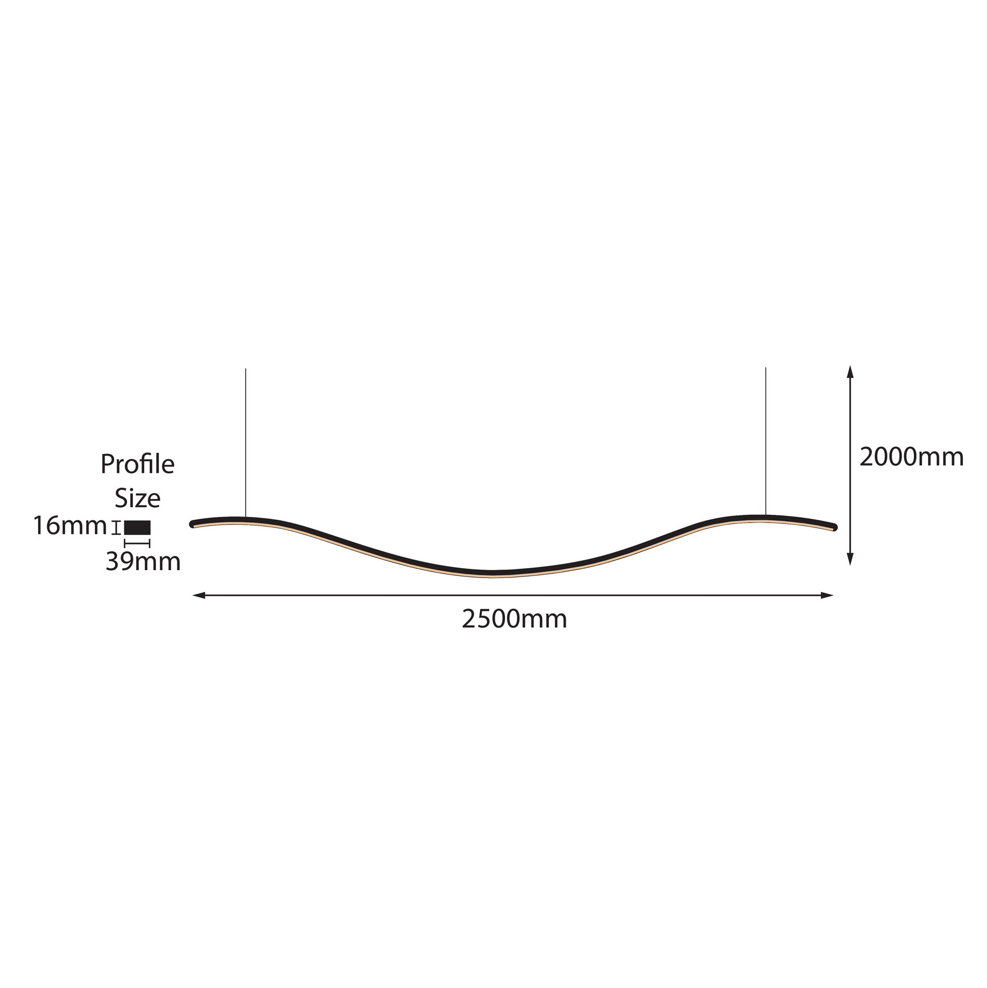 HCP-663800 - White 2500mm Wave 80w LED Pendant