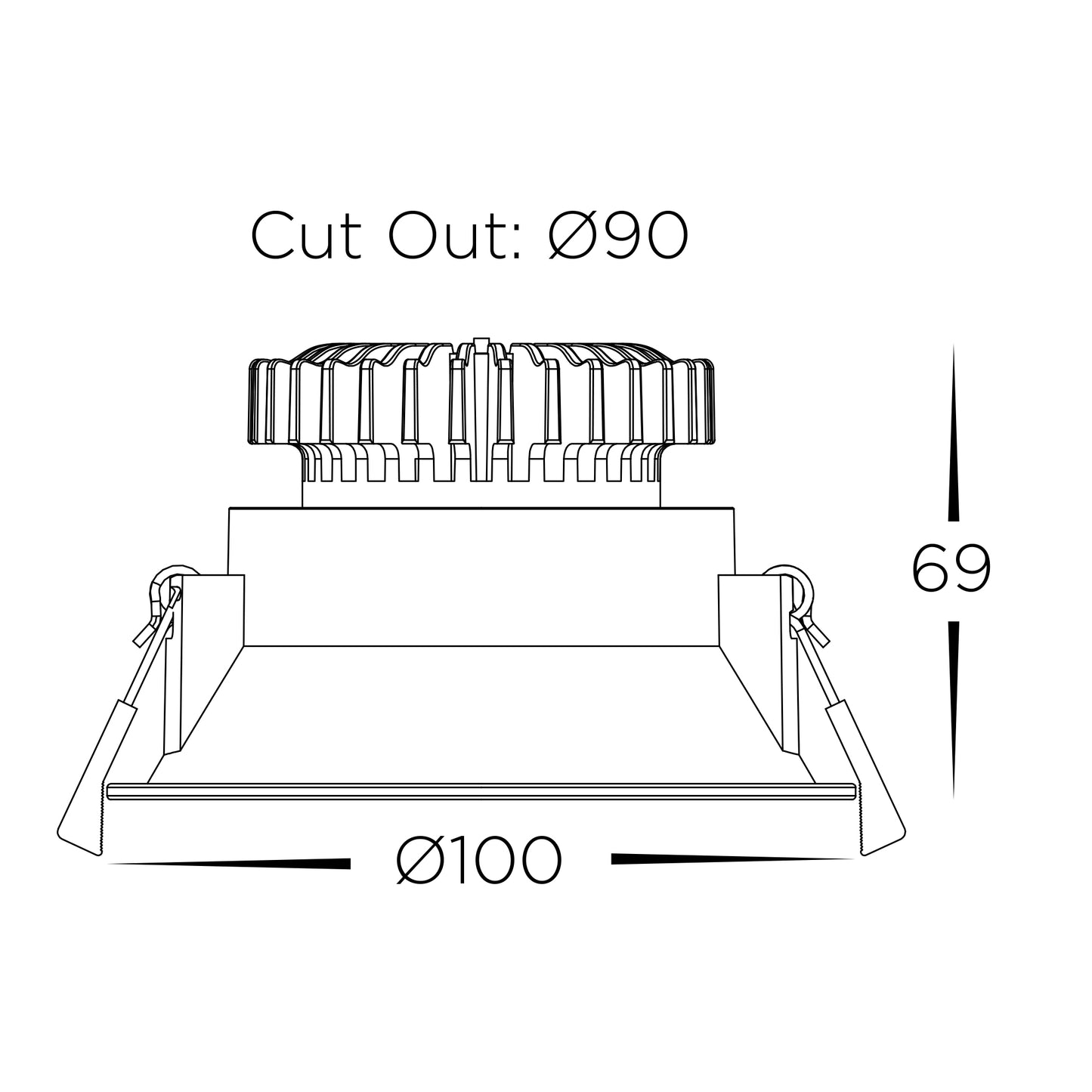 HCP-81380409 - White Deep Fixed 9w TRI Colour Recessed Triac Dimmable LED Downlight