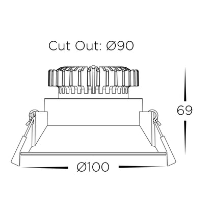 HCP-81380409 - White Deep Fixed 9w TRI Colour Recessed Triac Dimmable LED Downlight