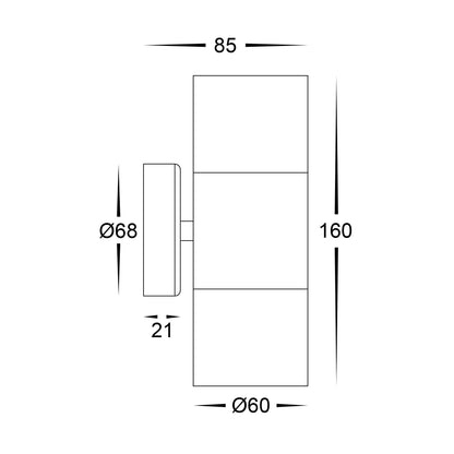 HV1021 - Aluminium Black Up & Down Wall Light