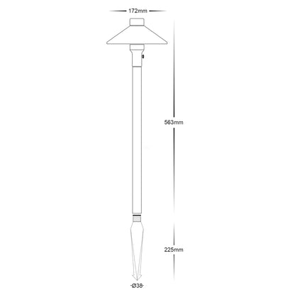 HVCL1454T - Antique Brass Bollard Light with Spike