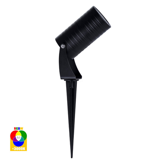 HV1462RGBW-BLK - Nova Aluminium Black RGBW 5w LED Garden Spike Light