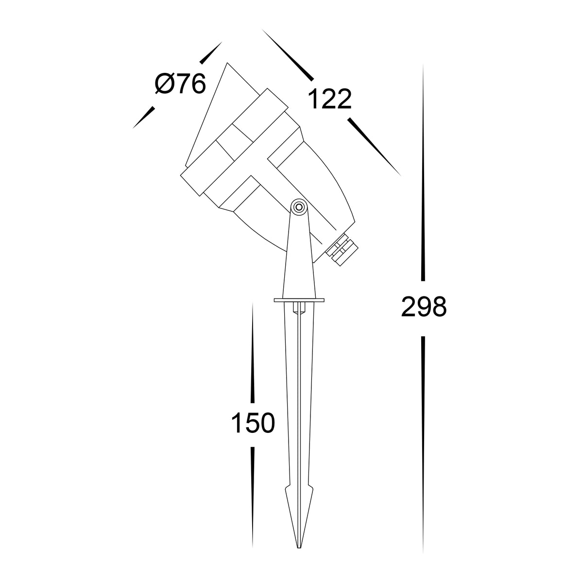 HV1481T-BLK - Single Adjustable Garden Spike Spotlight