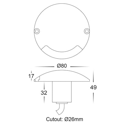 HV2871-SLV -  Dome Silver Aluminium LED One Way Deck Lights