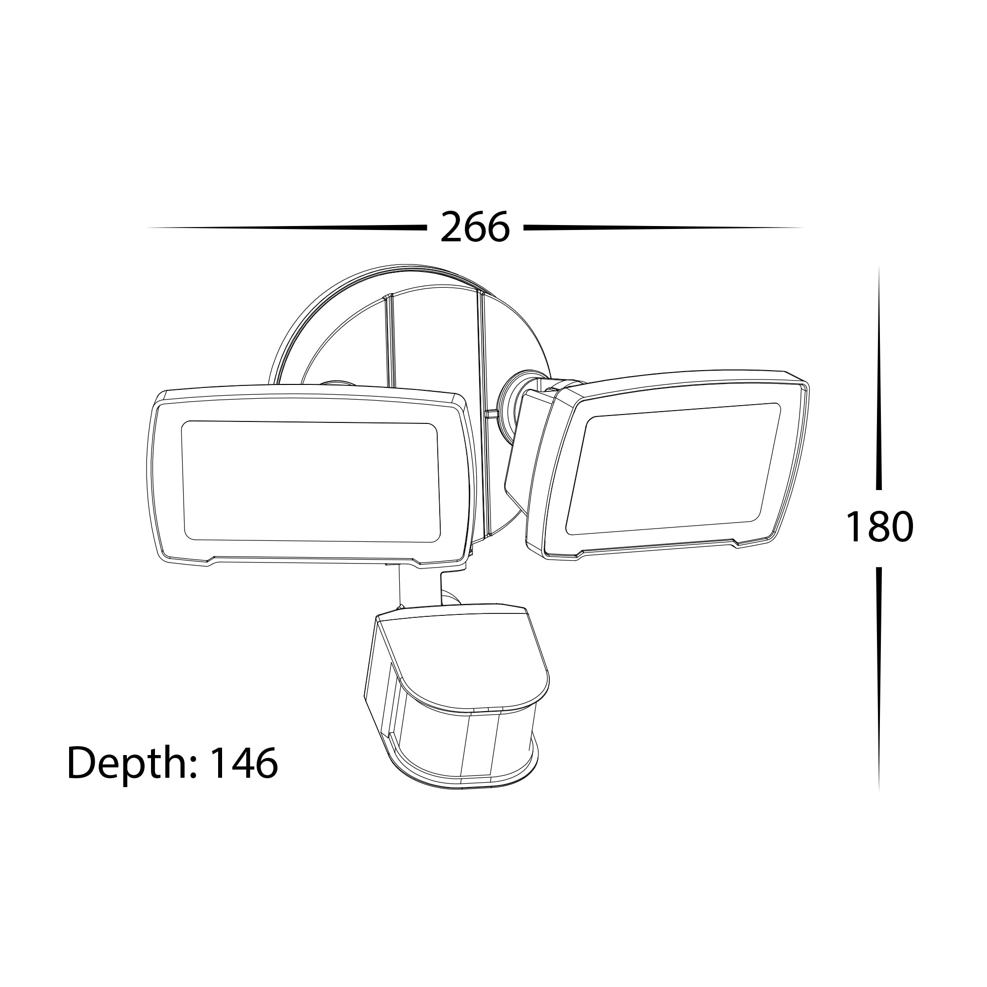 HV3725T-BLK - Black 2x 10w Double Adjustable Flood Light with Sensor