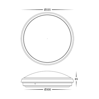 HV5888T-WHT - Ostron White 18w LED Ceiling Mounted Oyster Light