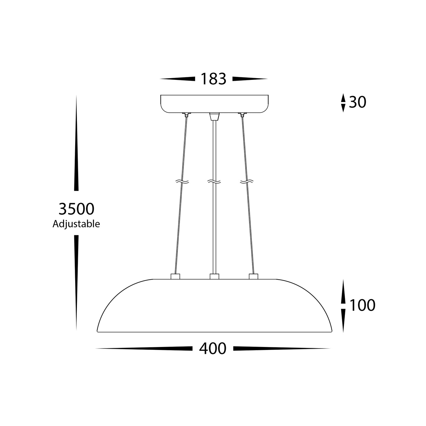 HV5895T-BLK - Black 400mm Round Pendant Light 40w