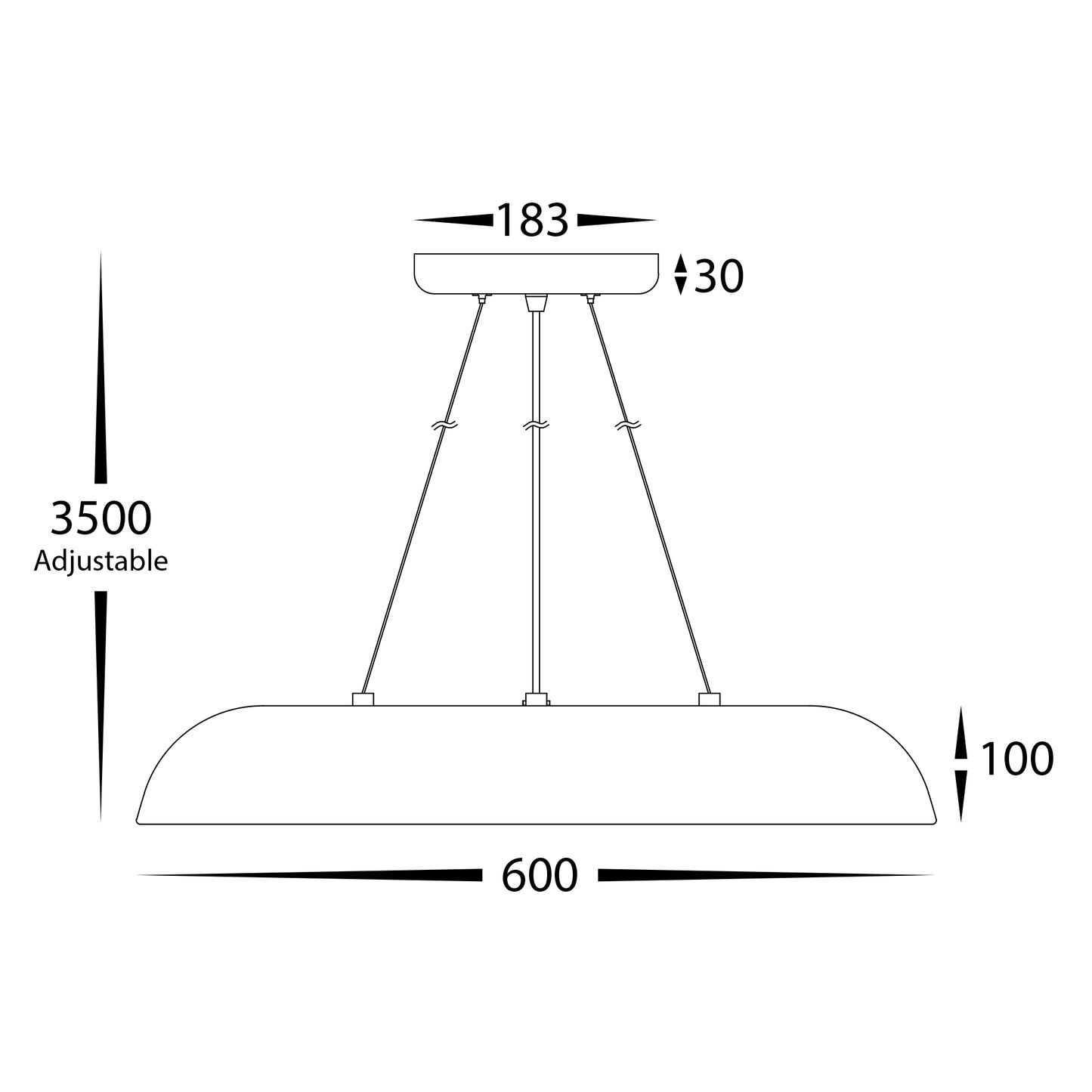 HV5896T-BLK - Black 600mm Round Pendant Light 80w