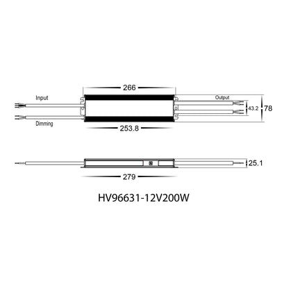 HV96631ND-12V200W - 200W 12v DC IP66 LED Driver