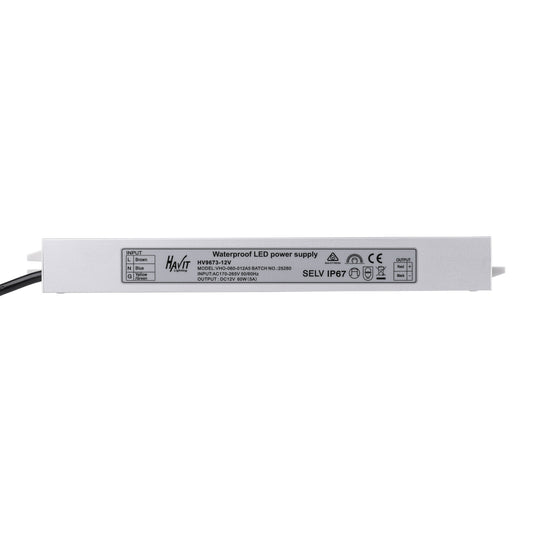 HV9673-12V - 60w 12v DC IP67 Weatherproof LED Driver with Flex & Plug