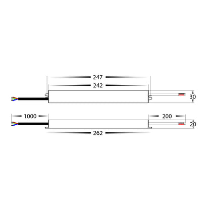 HV9673-24V - 60w 24v DC IP67 Weatherproof LED Driver with Flex & Plug