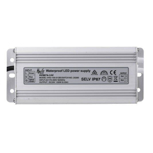 HV9674-24V - 100w 24v DC IP67 Weatherproof LED Driver with Flex & Plug