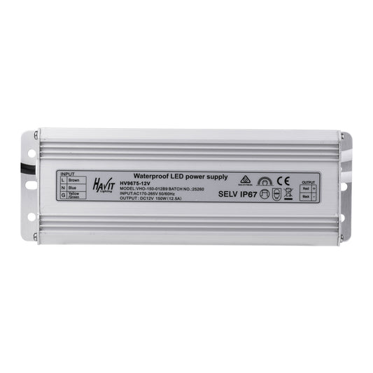 HV9675-12V - 150w 12v DC IP67 Weatherproof LED Driver with Flex & Plug