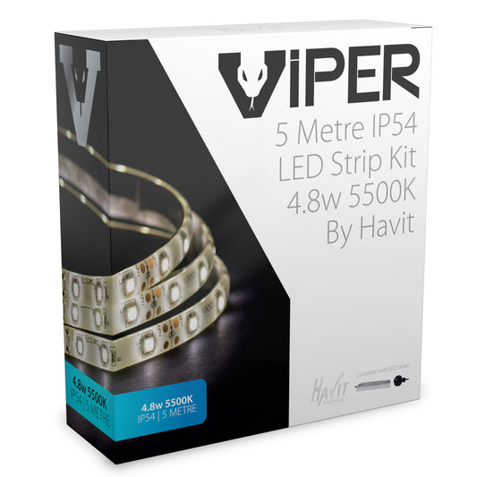 VPR9734IP54-60-5M - VIPER 4.8w 10m LED Strip kit 5500k